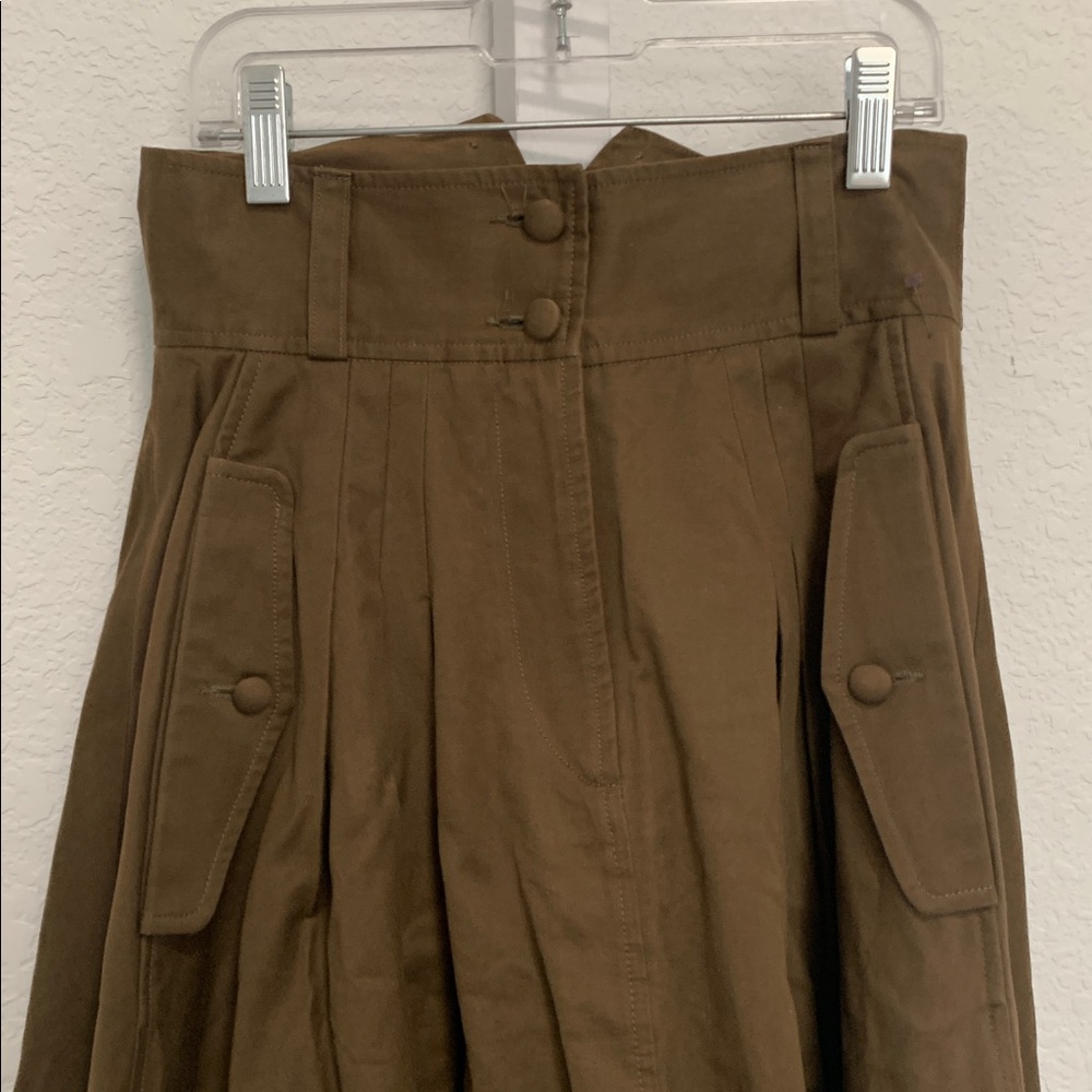 Y2K French Connection Brown A Line Midi Skirt - Picture 2 of 9